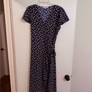 LOFT Navy Floral Wrap Dress